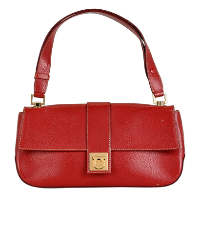 Gancini Flap Shoulder Bag, &pound;180, Handbags, Red, Leather, Front view